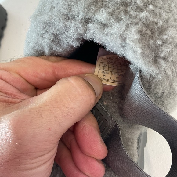 UGG 1121751 Super Fluff Grey‎ Shearling Slingback Slippers Shoes Womens Size 9 - Picture 9 of 10